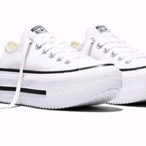 CONVERSE Chuck Taylor All Star Lift Double Stack Platform Canvas White Size 9